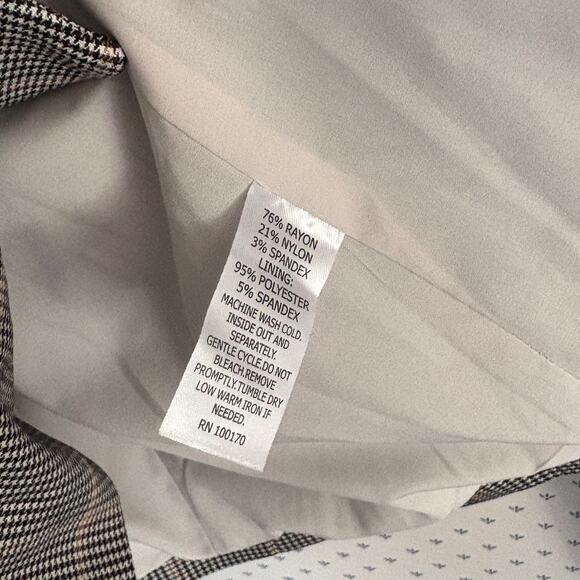 Rachel Zoe Houndstooth Blazer S Black Burgundy Jacket Academia Double Breasted - Picture 4 of 7